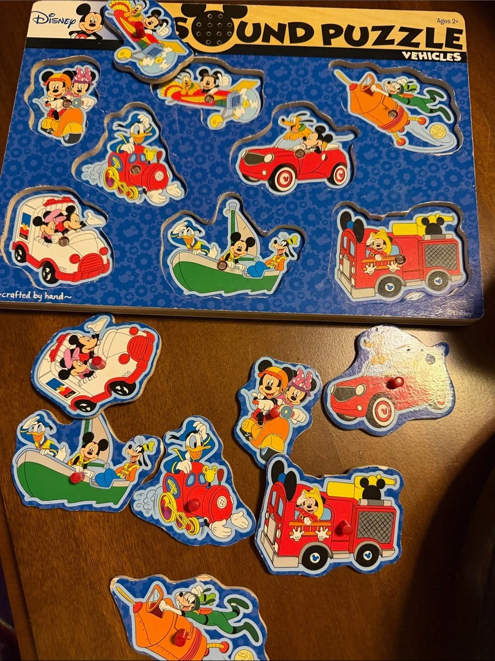 Melissa & Doug Disney Vehicles Sound Puzzle - Blue & Red Pieces